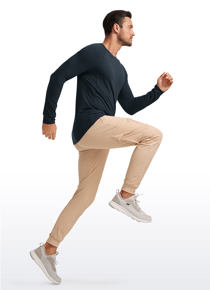 CRZ YOGA Men's Train Slim Fit Shirts Brushed Slim-Fit Long Sleeves Black