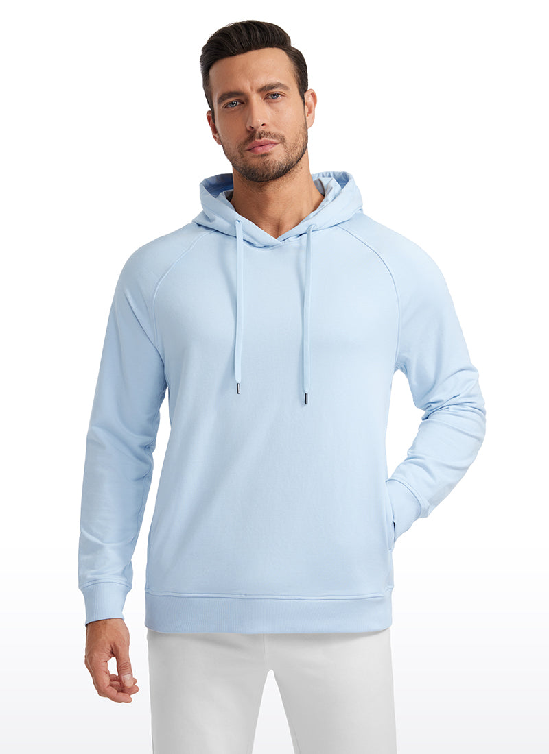 CRZ YOGA Men's Casual Outerwear Cotton Loose Fit Long Sleeve Hoodies Chambray Blue