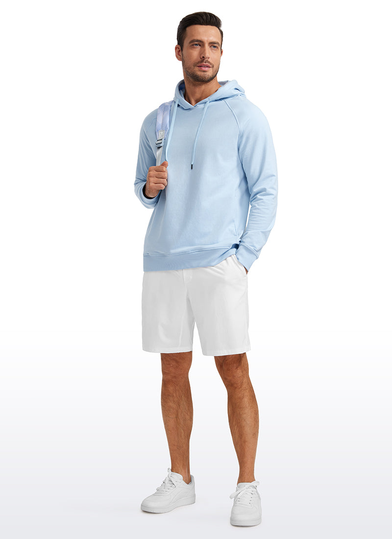 CRZ YOGA Men's Casual Outerwear Cotton Loose Fit Long Sleeve Hoodies Chambray Blue
