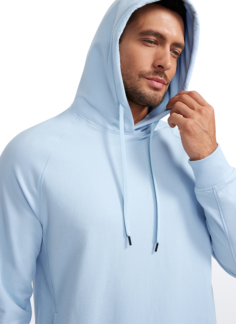 CRZ YOGA Men's Casual Outerwear Cotton Loose Fit Long Sleeve Hoodies Chambray Blue