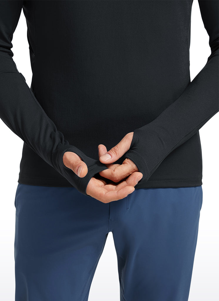 CRZ YOGA Men's Run Slim Fit Brushed Half Zip Long Sleeve Thumbhole True Navy