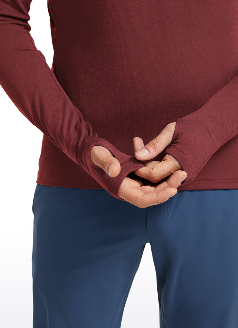 CRZ YOGA Men's Run Slim Fit Brushed Half Zip Long Sleeve Thumbhole True Navy