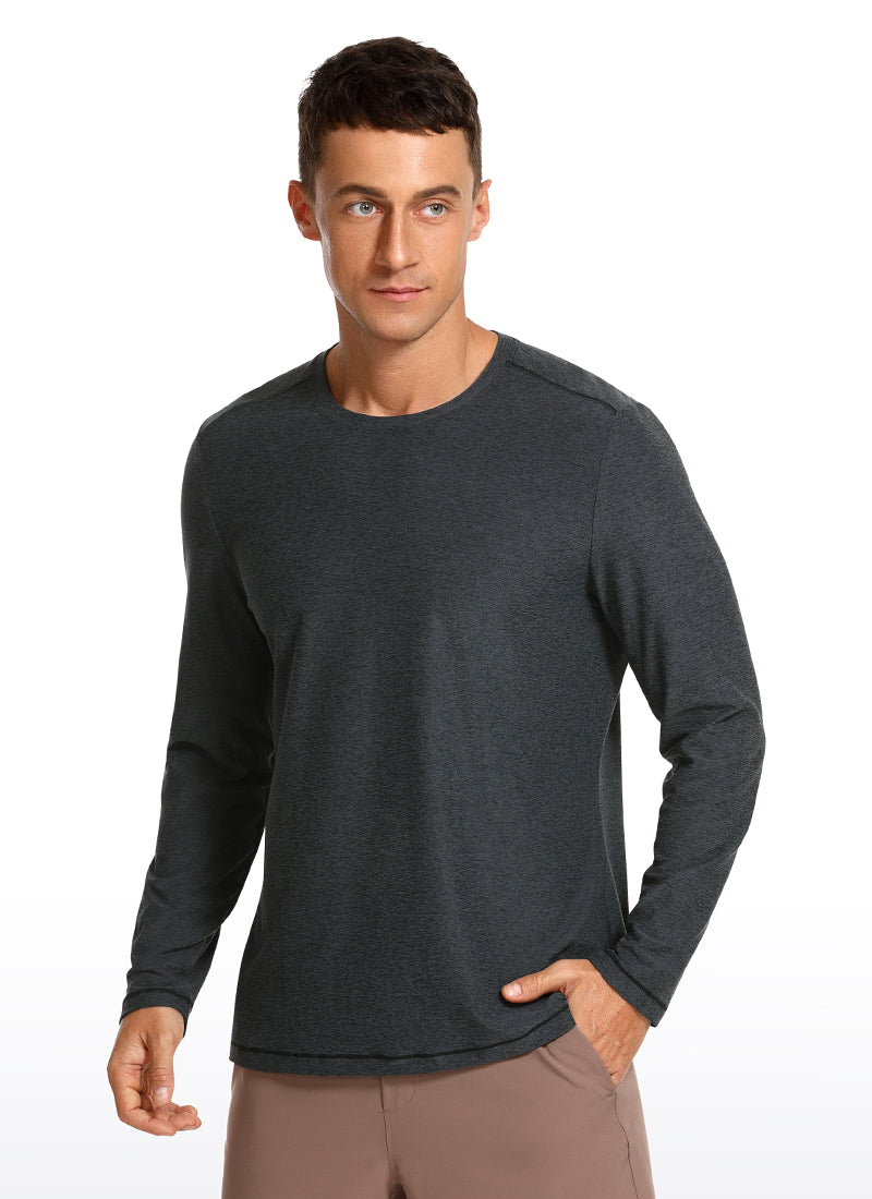 CRZ YOGA Men's Casual Lightweight Slim Fit Long Sleeve Platinum Heather