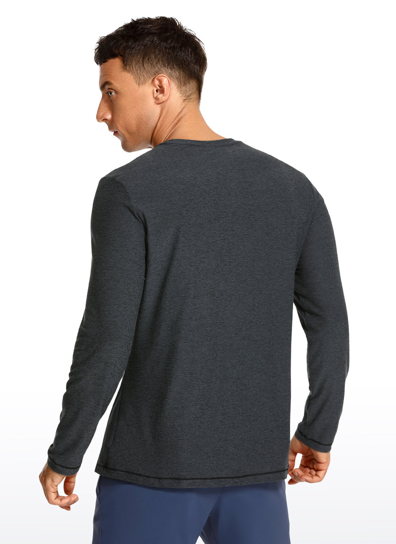 CRZ YOGA Men's Casual Lightweight Slim Fit Long Sleeve Black Heather