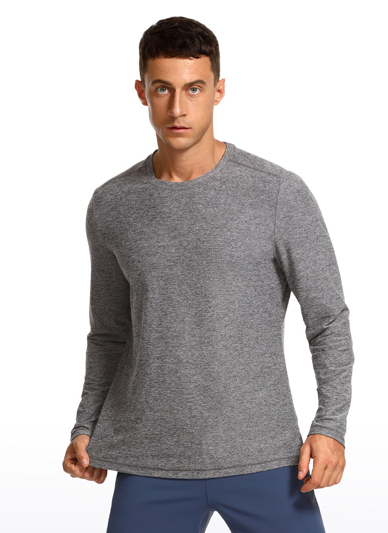 CRZ YOGA Men's Casual Lightweight Slim Fit Long Sleeve Platinum Heather
