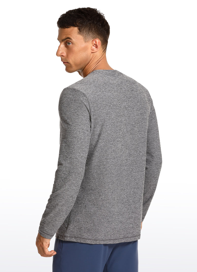 CRZ YOGA Men's Casual Lightweight Slim Fit Long Sleeve Platinum Heather