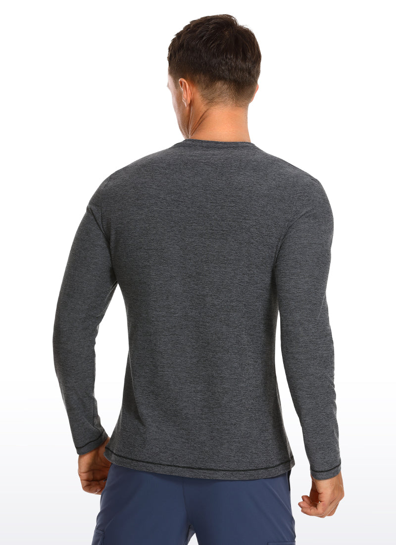 CRZ YOGA Men's Casual Lightweight Slim Fit Long Sleeve Black Heather