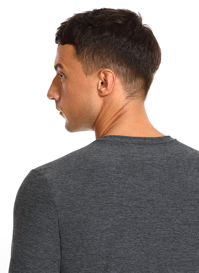CRZ YOGA Men's Casual Lightweight Slim Fit Long Sleeve Charcoal Heather