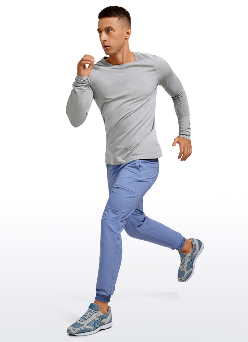 CRZ YOGA Men's Train Slim Fit Shirts Speedy Seamless Long Sleeves Charcoal Grey Heather