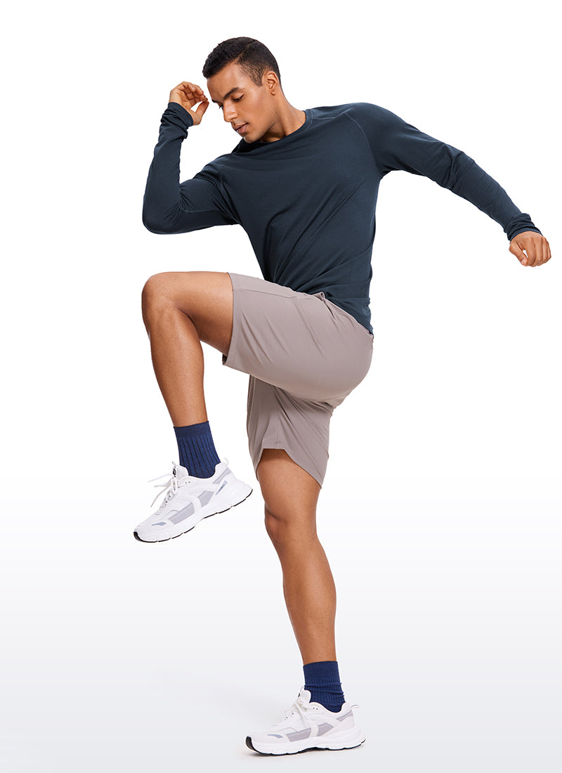 CRZ YOGA Men's Train Slim Fit Shirts Speedy Seamless Long Sleeves True Navy Heather