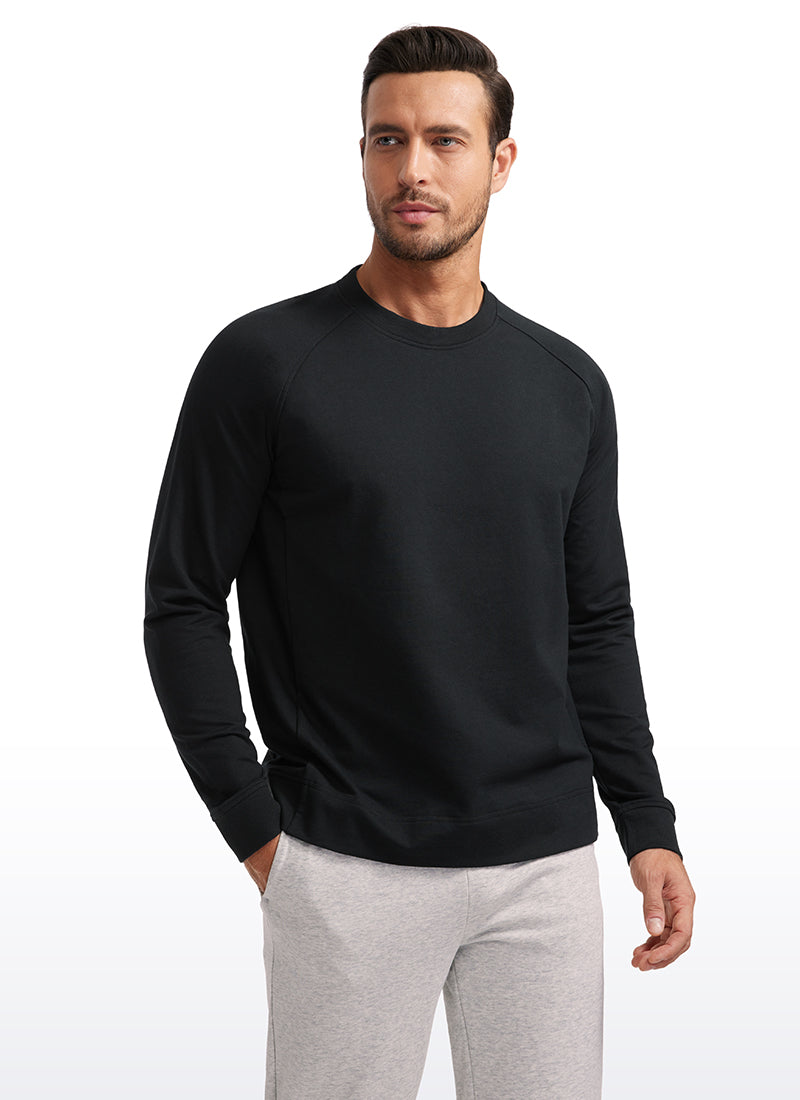 CRZ YOGA Men's Train Classic Fit Pullover Sweatshirts Long Sleeves Black