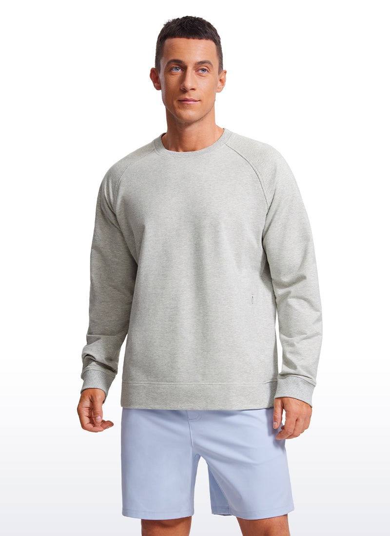 CRZ YOGA Men's Train Classic Fit Pullover Sweatshirts Long Sleeves White Apricot