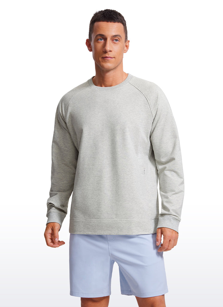 CRZ YOGA Men's Train Classic Fit Pullover Sweatshirts Long Sleeves White Apricot