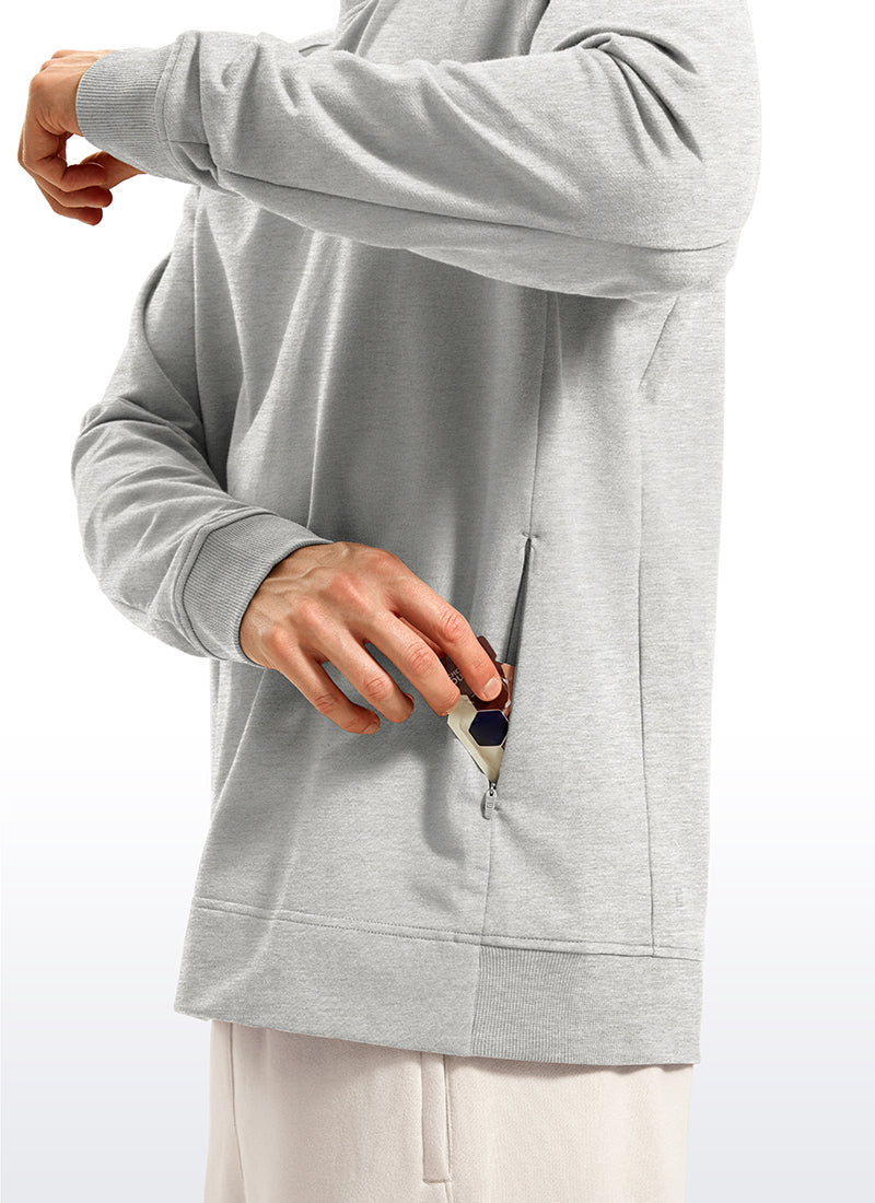 CRZ YOGA Men's Train Classic Fit Pullover Sweatshirts Long Sleeves Dove Grey Heather