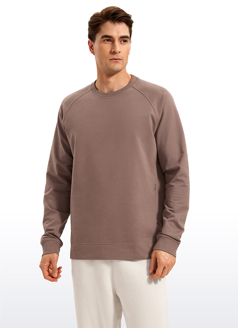 CRZ YOGA Men's Train Classic Fit Pullover Sweatshirts Long Sleeves Brown Purple