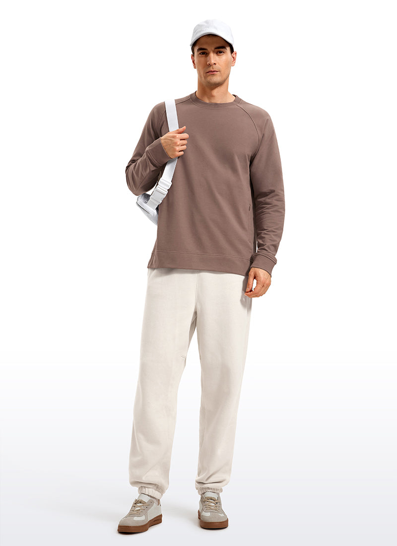 CRZ YOGA Men's Train Classic Fit Pullover Sweatshirts Long Sleeves Brown Purple