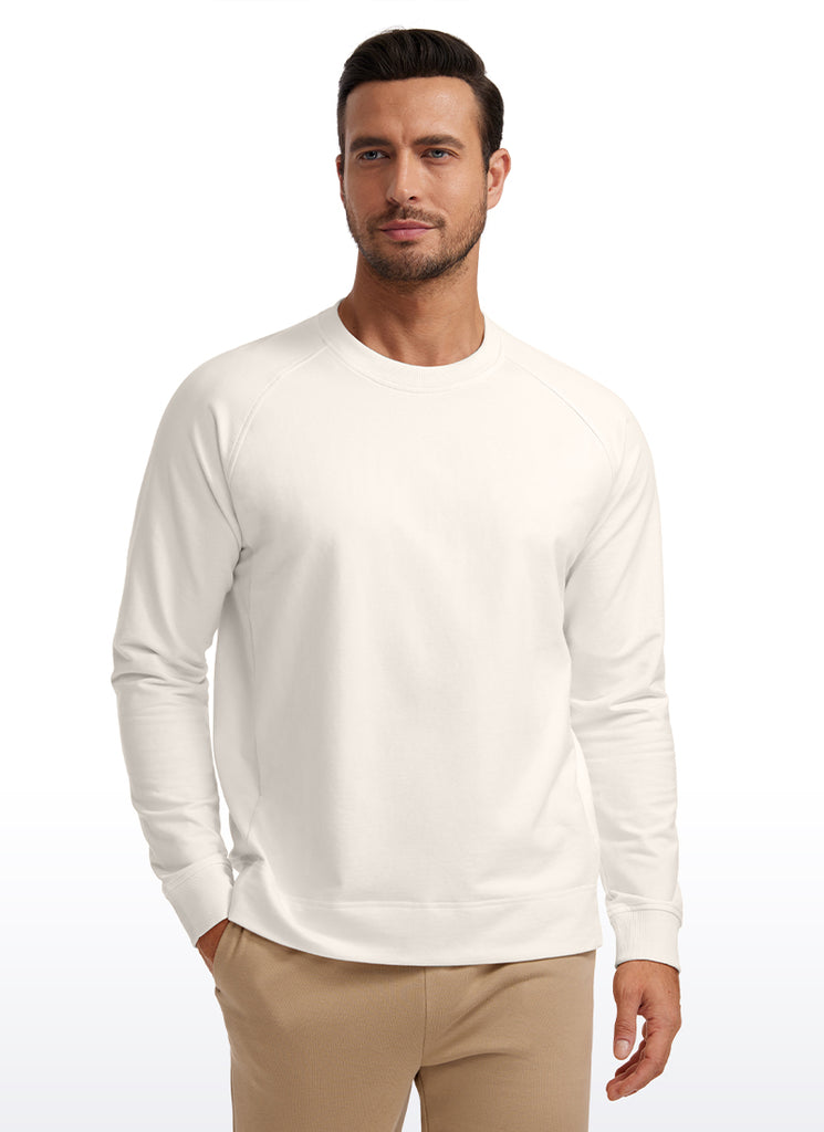 CRZ YOGA Men's Train Classic Fit Pullover Sweatshirts Long Sleeves White