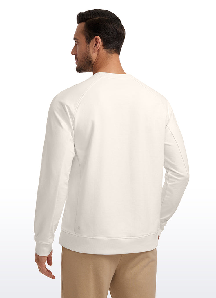 CRZ YOGA Men's Train Classic Fit Pullover Sweatshirts Long Sleeves White