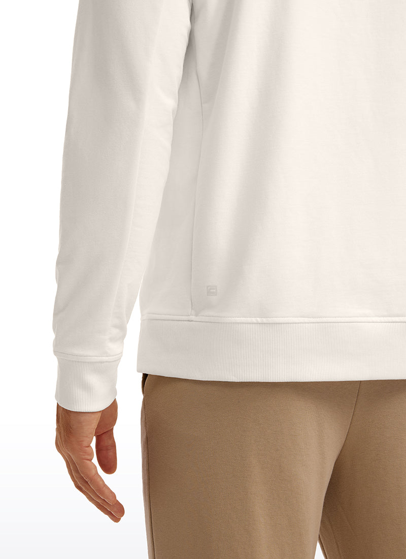 CRZ YOGA Men's Train Classic Fit Pullover Sweatshirts Long Sleeves Milky White