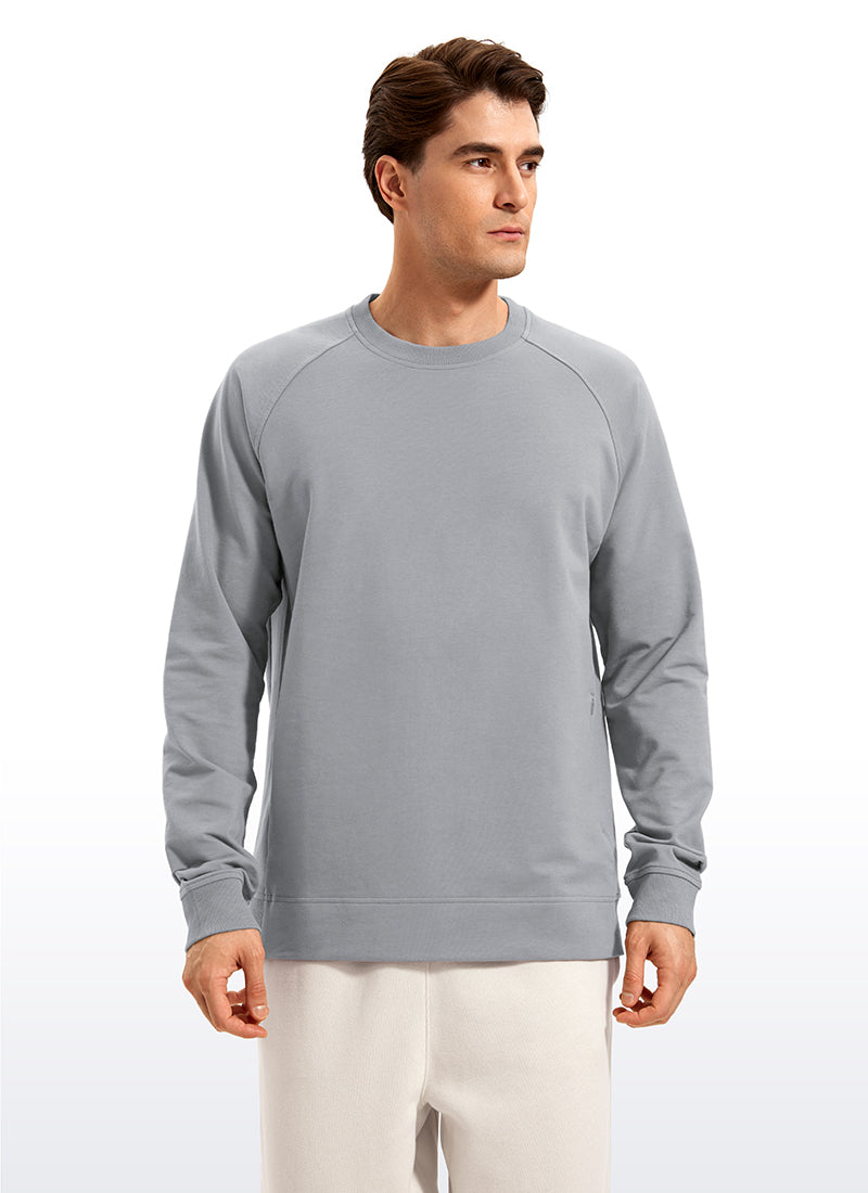 CRZ YOGA Men's Train Classic Fit Pullover Sweatshirts Long Sleeves White
