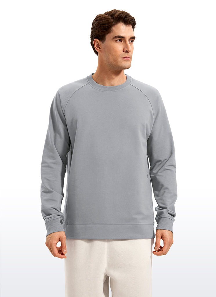 CRZ YOGA Men's Train Classic Fit Pullover Sweatshirts Long Sleeves White