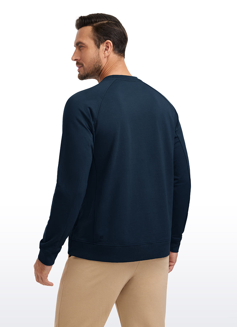 CRZ YOGA Men's Train Classic Fit Pullover Sweatshirts Long Sleeves True Navy