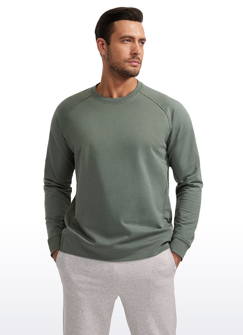 CRZ YOGA Men's Train Classic Fit Pullover Sweatshirts Long Sleeves Grey Sage