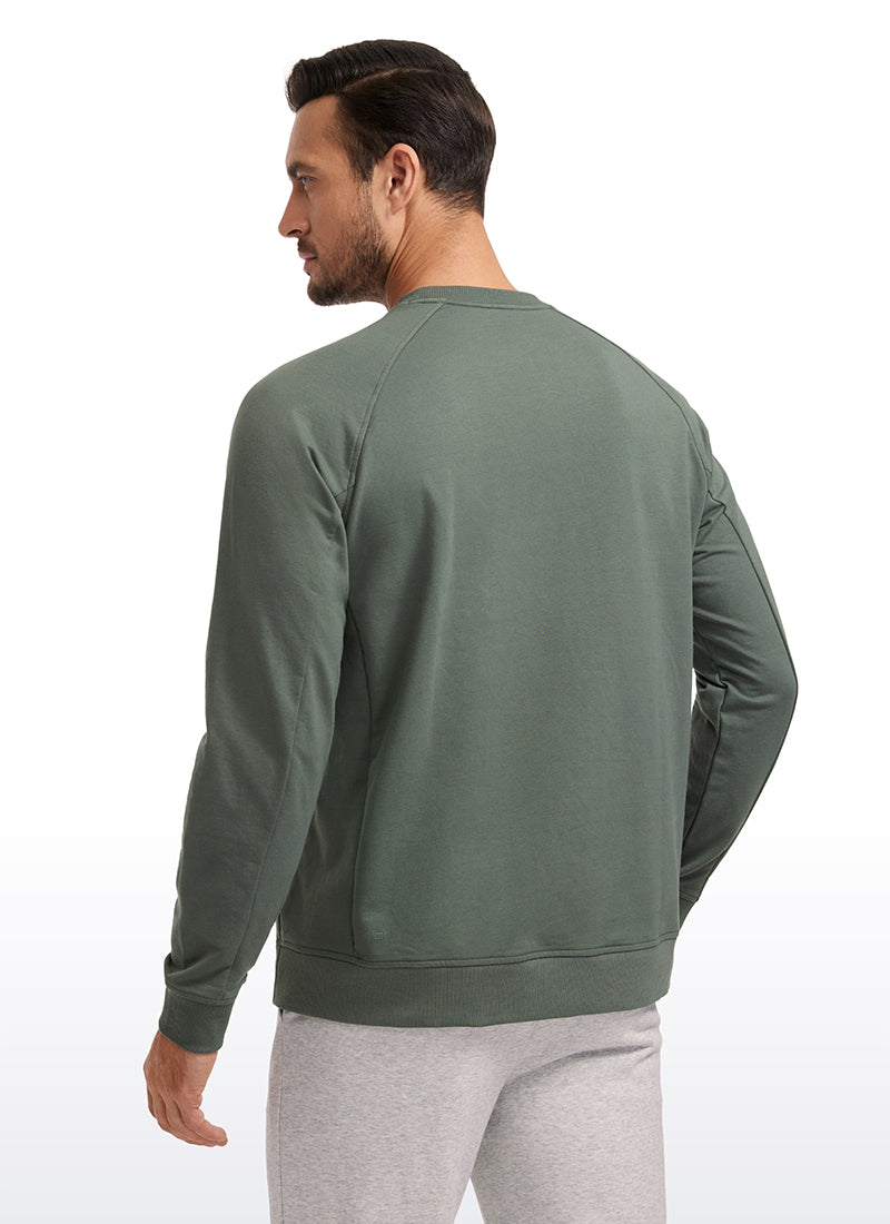 CRZ YOGA Men's Train Classic Fit Pullover Sweatshirts Long Sleeves Grey Sage