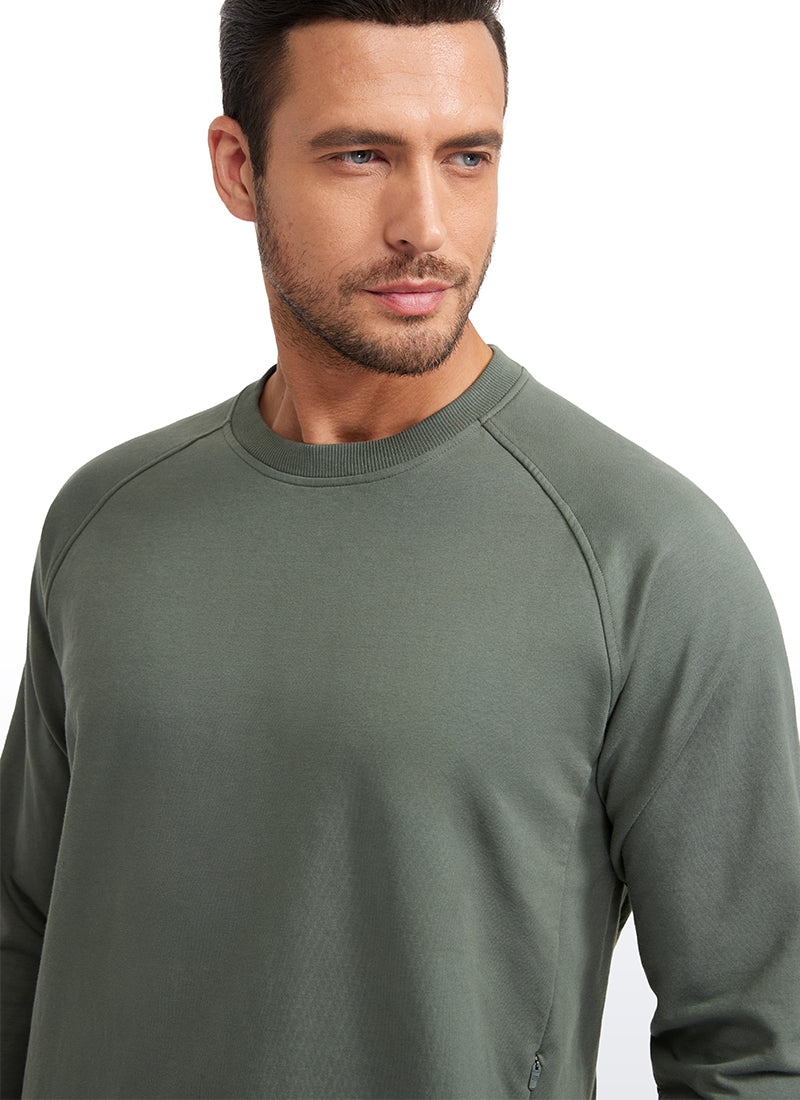CRZ YOGA Men's Train Classic Fit Pullover Sweatshirts Long Sleeves Grey Sage