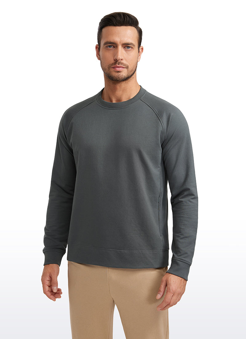CRZ YOGA Men's Train Classic Fit Pullover Sweatshirts Long Sleeves Grey Sage