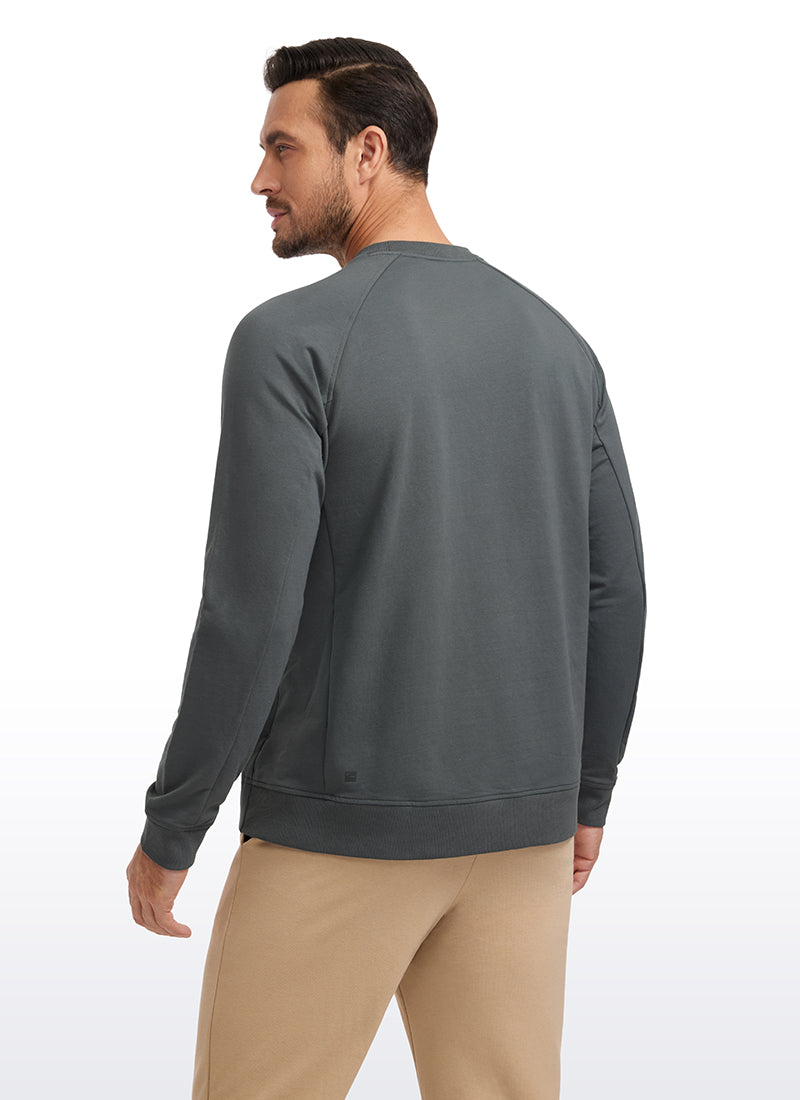 CRZ YOGA Men's Train Classic Fit Pullover Sweatshirts Long Sleeves Grey Sage