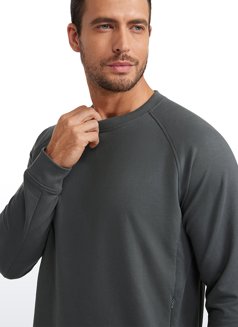 CRZ YOGA Men's Train Classic Fit Pullover Sweatshirts Long Sleeves Anthracite