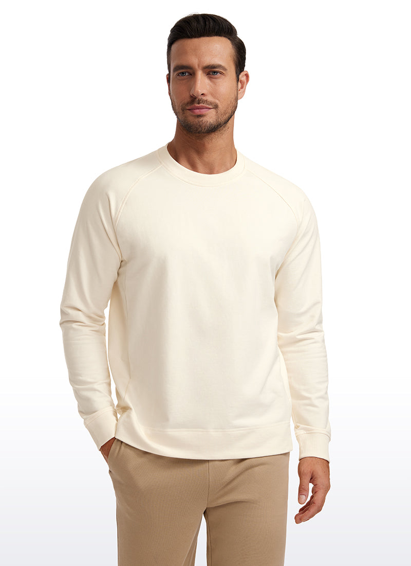 CRZ YOGA Men's Train Classic Fit Pullover Sweatshirts Long Sleeves White Apricot