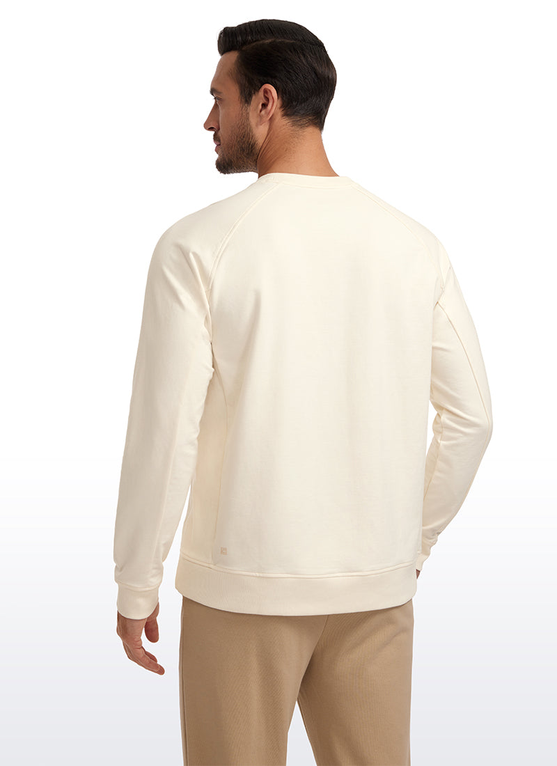 CRZ YOGA Men's Train Classic Fit Pullover Sweatshirts Long Sleeves White Apricot
