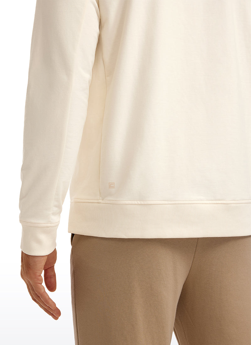CRZ YOGA Men's Train Classic Fit Pullover Sweatshirts Long Sleeves White Apricot
