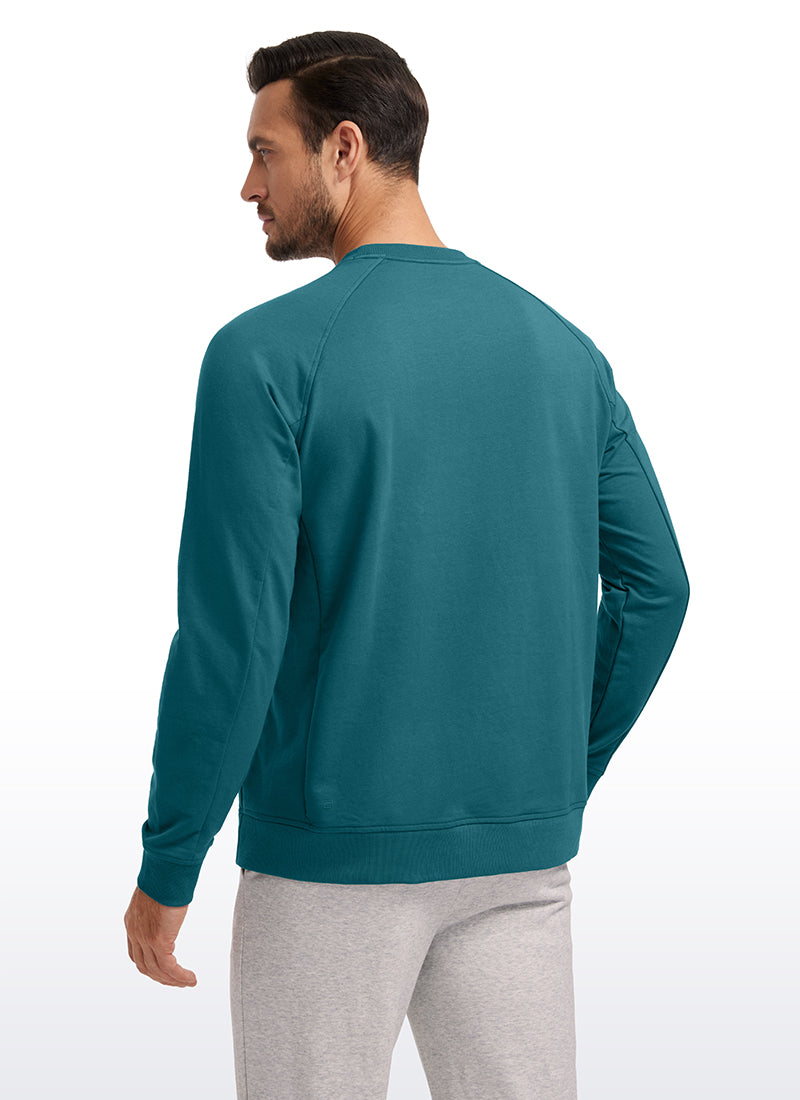 CRZ YOGA Men's Train Classic Fit Pullover Sweatshirts Long Sleeves Green Jade