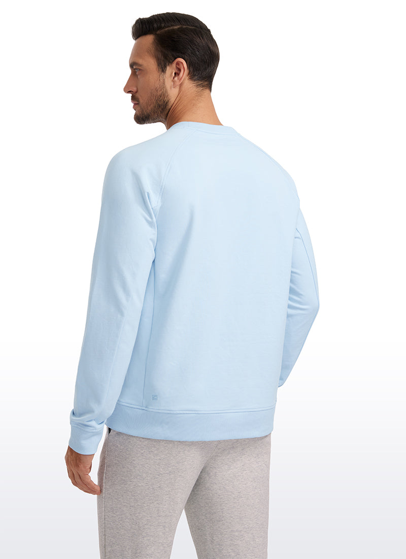 CRZ YOGA Men's Train Classic Fit Pullover Sweatshirts Long Sleeves Chambray Blue