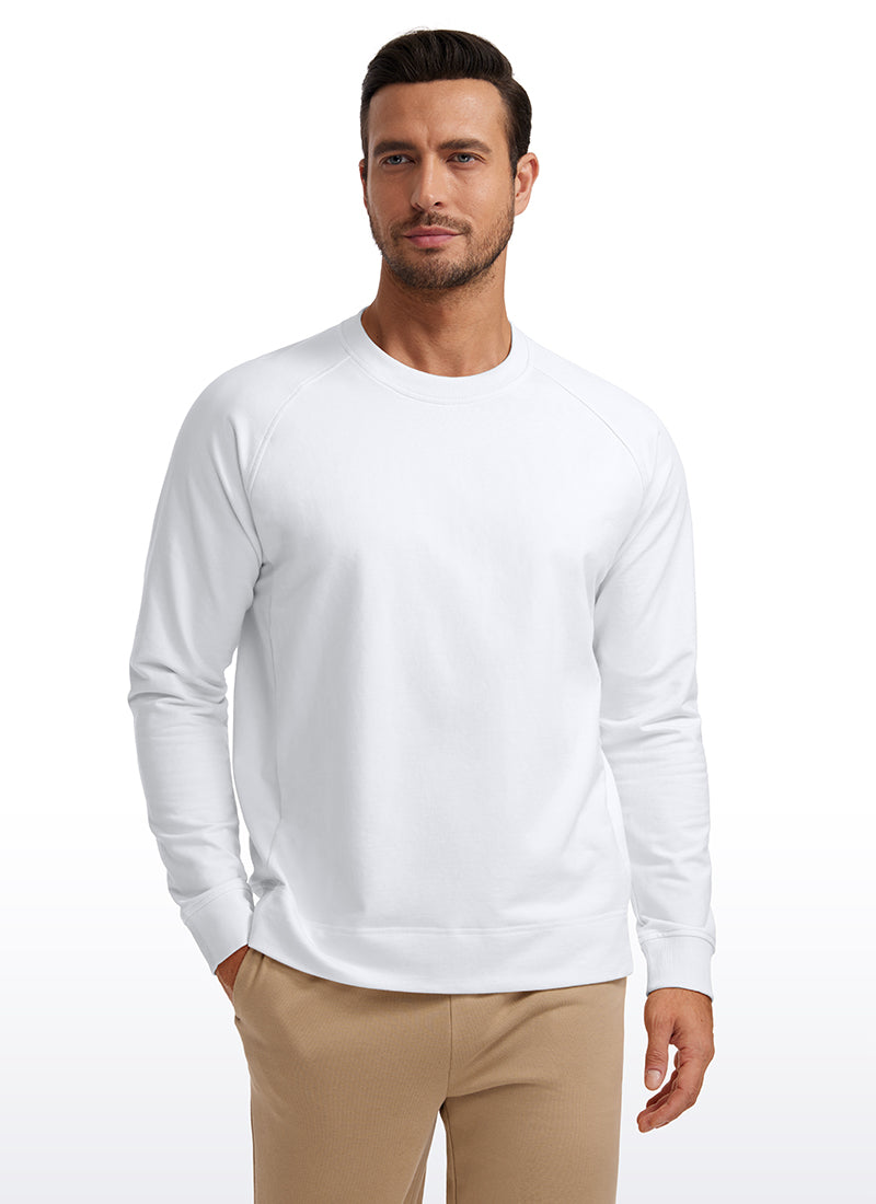 CRZ YOGA Men's Train Classic Fit Pullover Sweatshirts Long Sleeves White