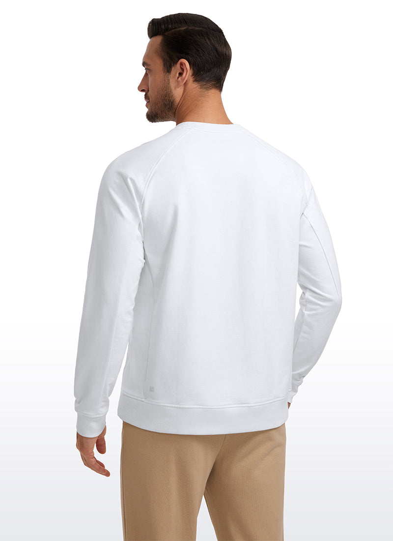 CRZ YOGA Men's Train Classic Fit Pullover Sweatshirts Long Sleeves White