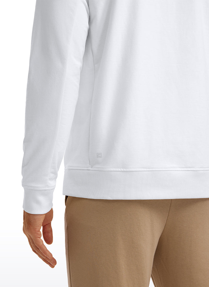 CRZ YOGA Men's Train Classic Fit Pullover Sweatshirts Long Sleeves White