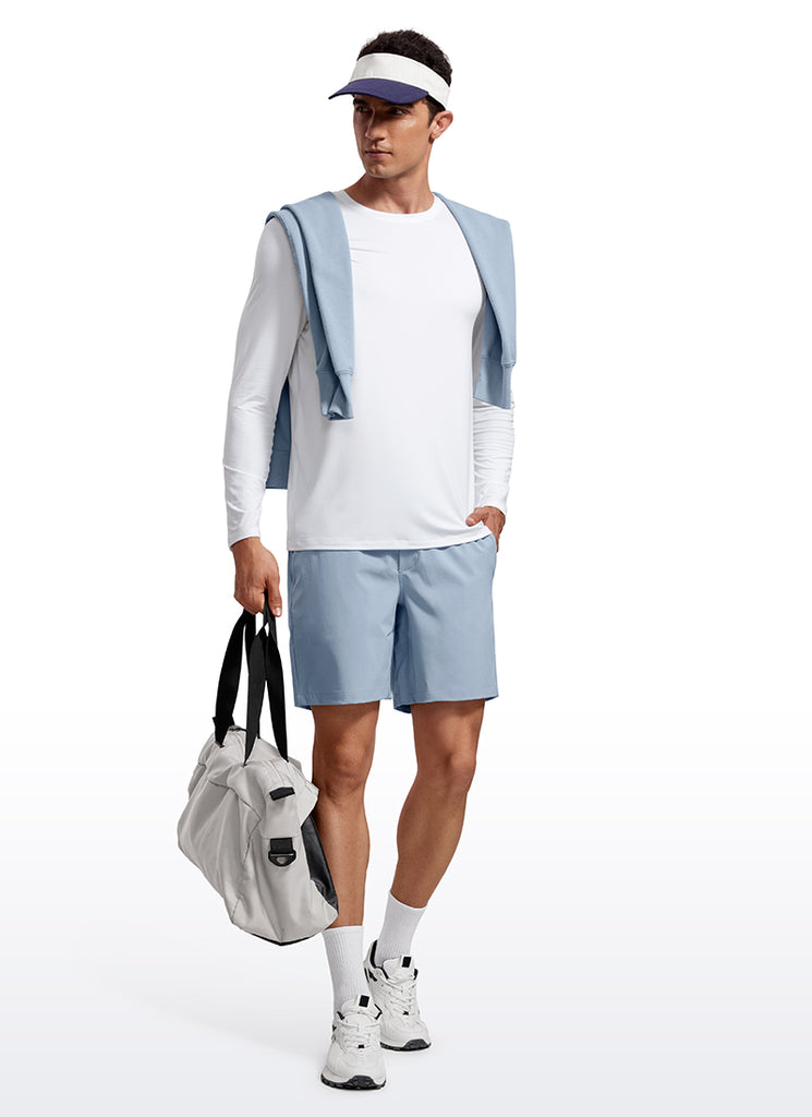 CRZ YOGA Men's Training Classic Fit Ultralight Crew Neck Long Sleeves Black