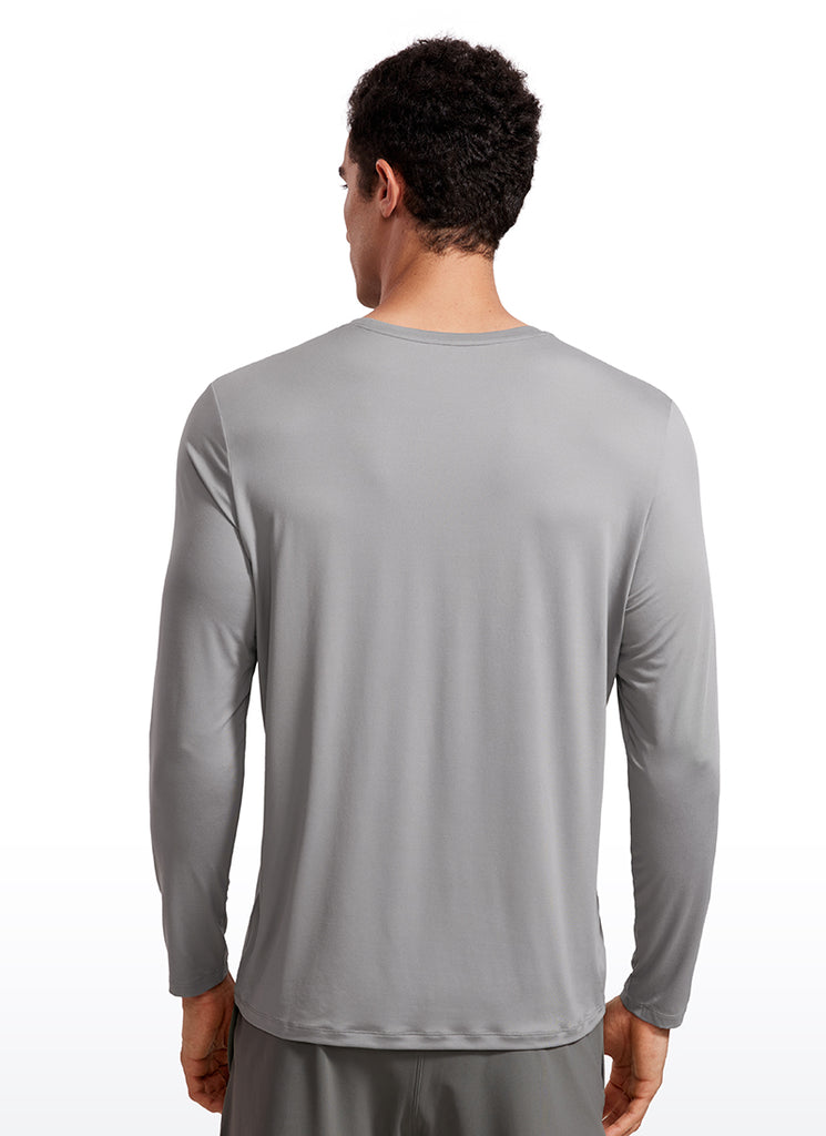 CRZ YOGA Men's Training Classic Fit Ultralight Crew Neck Long Sleeves White