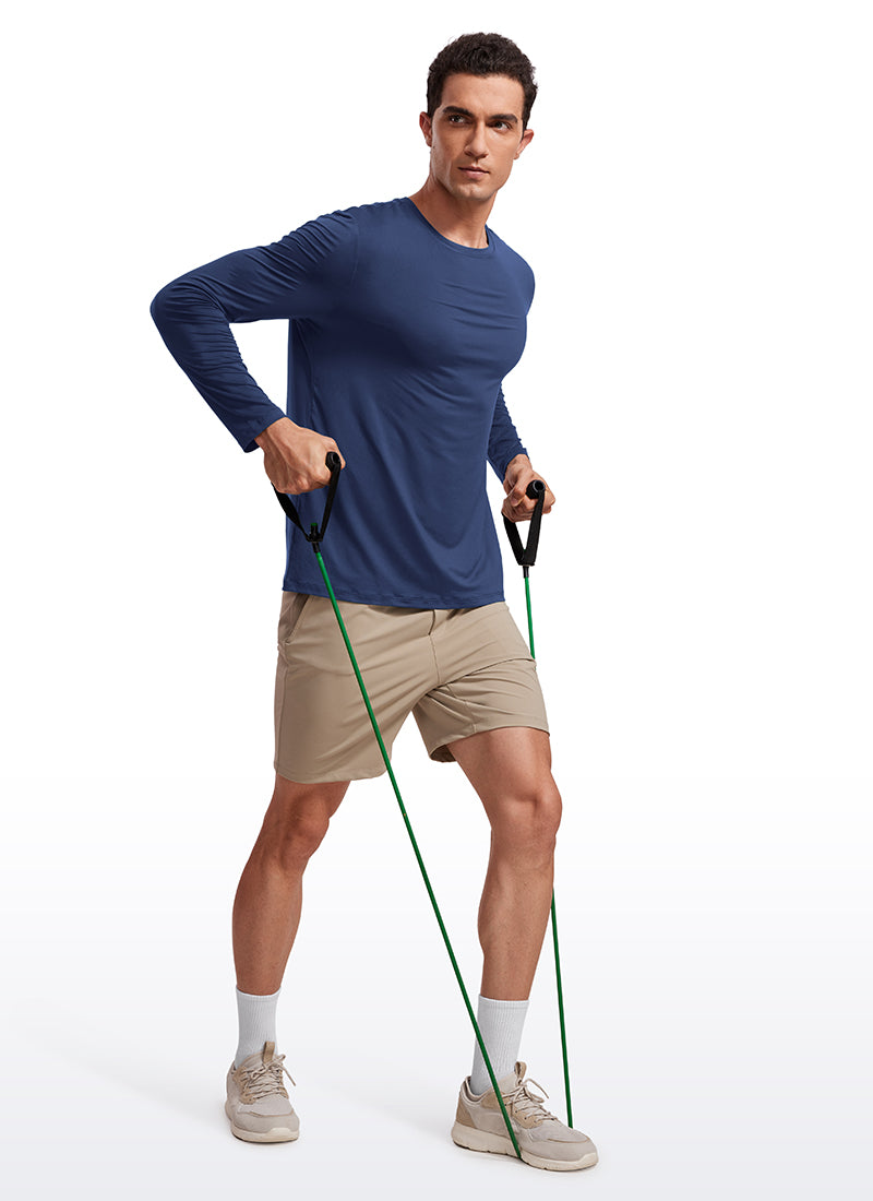 CRZ YOGA Men's Training Classic Fit Ultralight Crew Neck Long Sleeves Forest Green