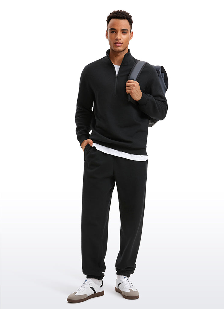 CRZ YOGA Men's Casual Relaxed Fit Fleece Lined Sweatshirts Mock Neck Black
