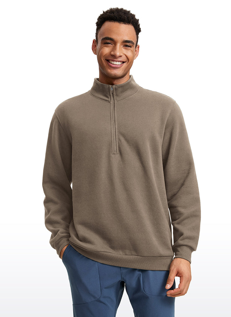 CRZ YOGA Men's Casual Relaxed Fit Fleece Lined Sweatshirts Mock Neck Sterling