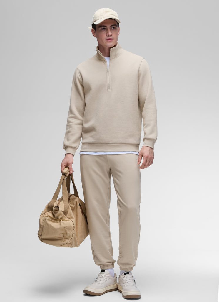 CRZ YOGA Men's Casual Relaxed Fit Fleece Lined Sweatshirts Mock Neck Nomad Grey