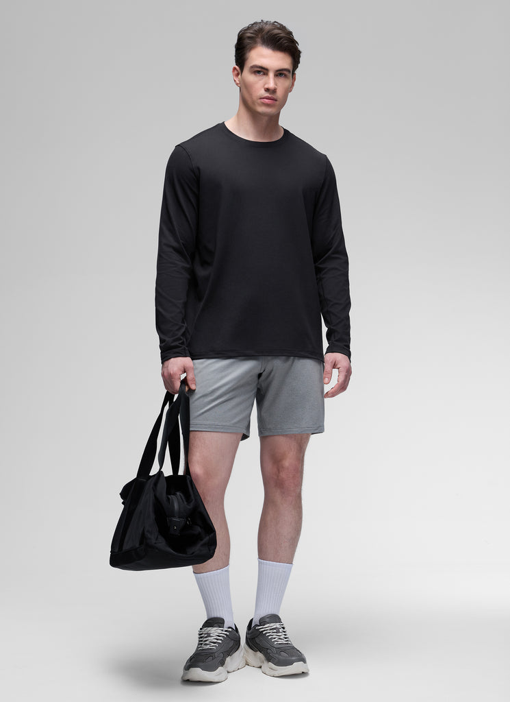 CRZ YOGA Men's Casual Classic Fit Crewneck Sweatshirts Long Sleeves Black