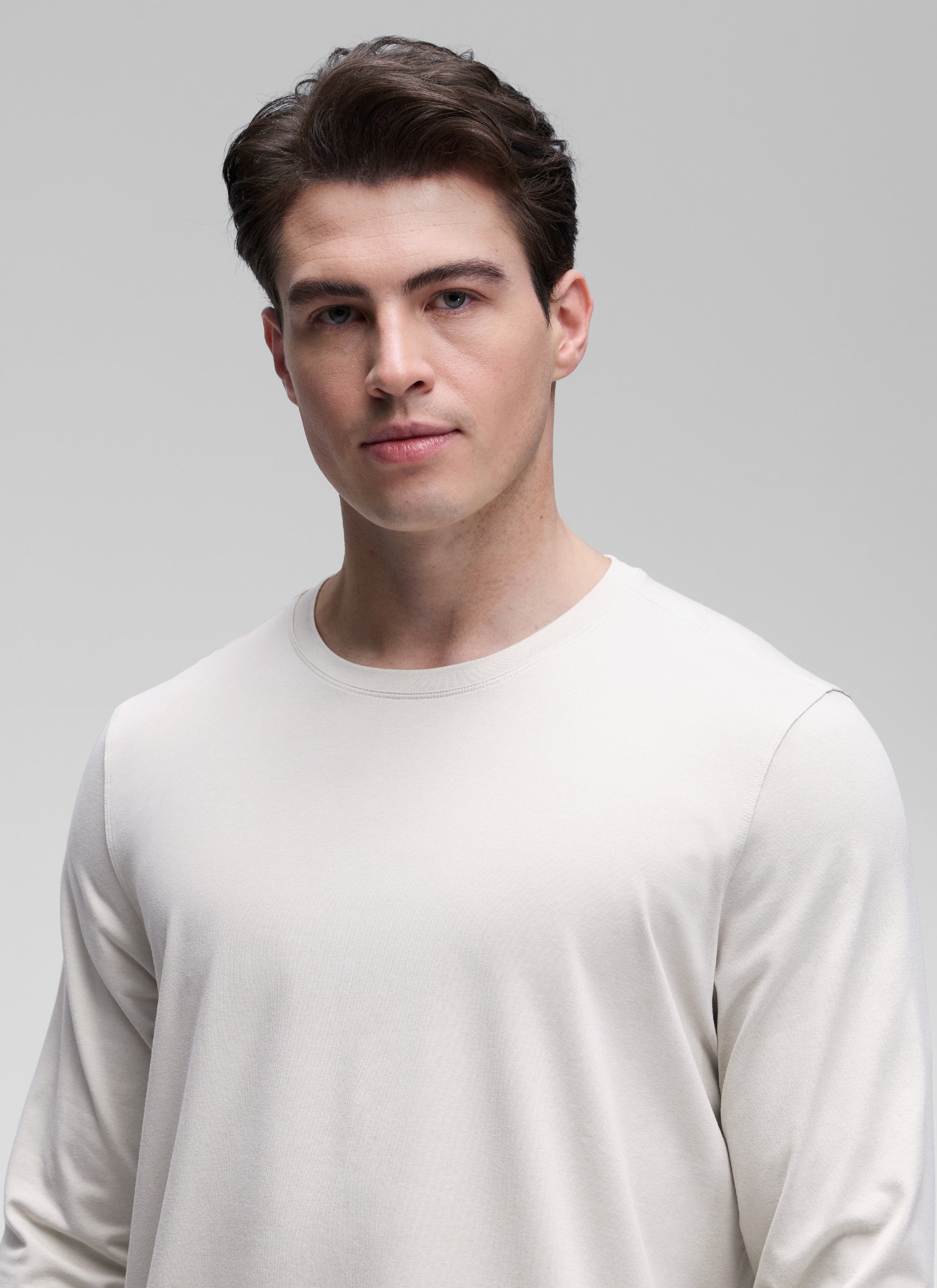 CRZ YOGA Men's Casual Classic Fit Crewneck Sweatshirts Long Sleeves Milky White