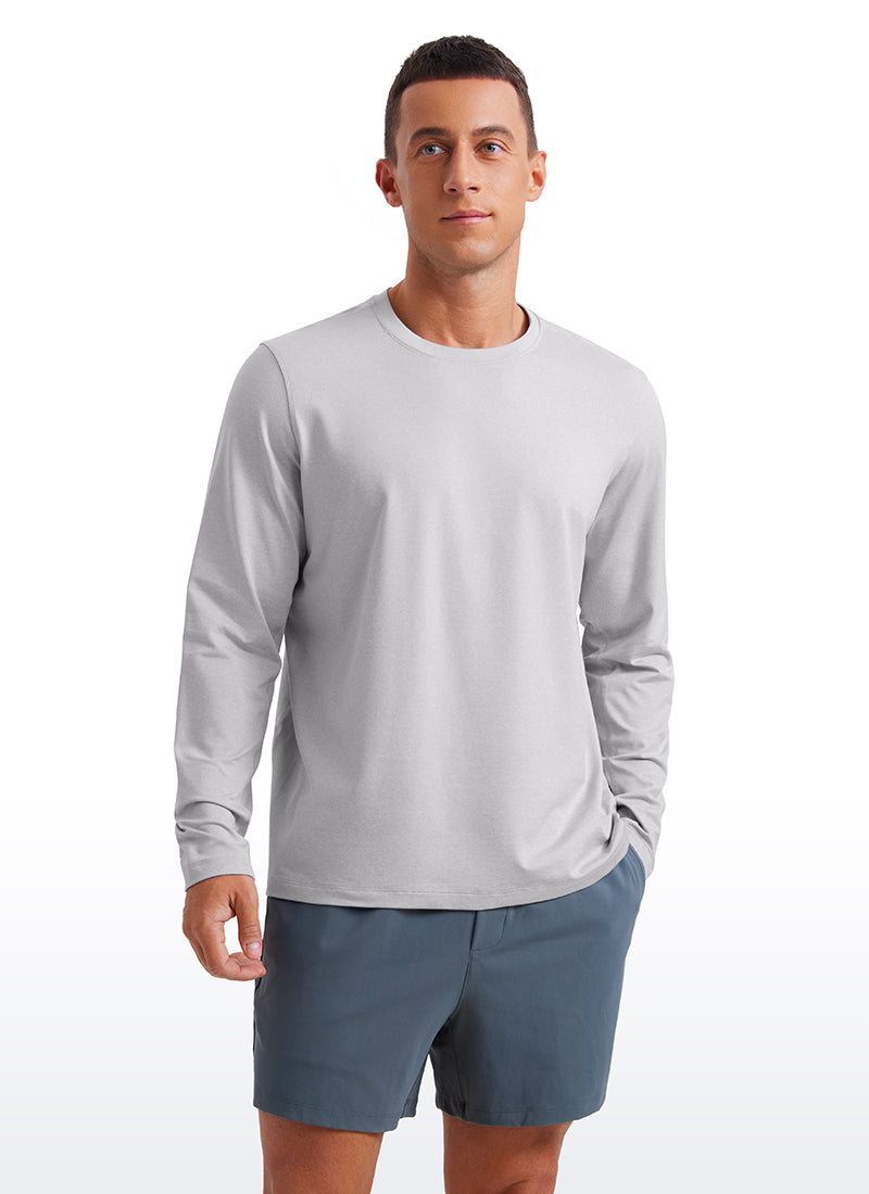 CRZ YOGA Men's Casual Classic Fit Crewneck Sweatshirts Long Sleeves Hot Fudge Brown