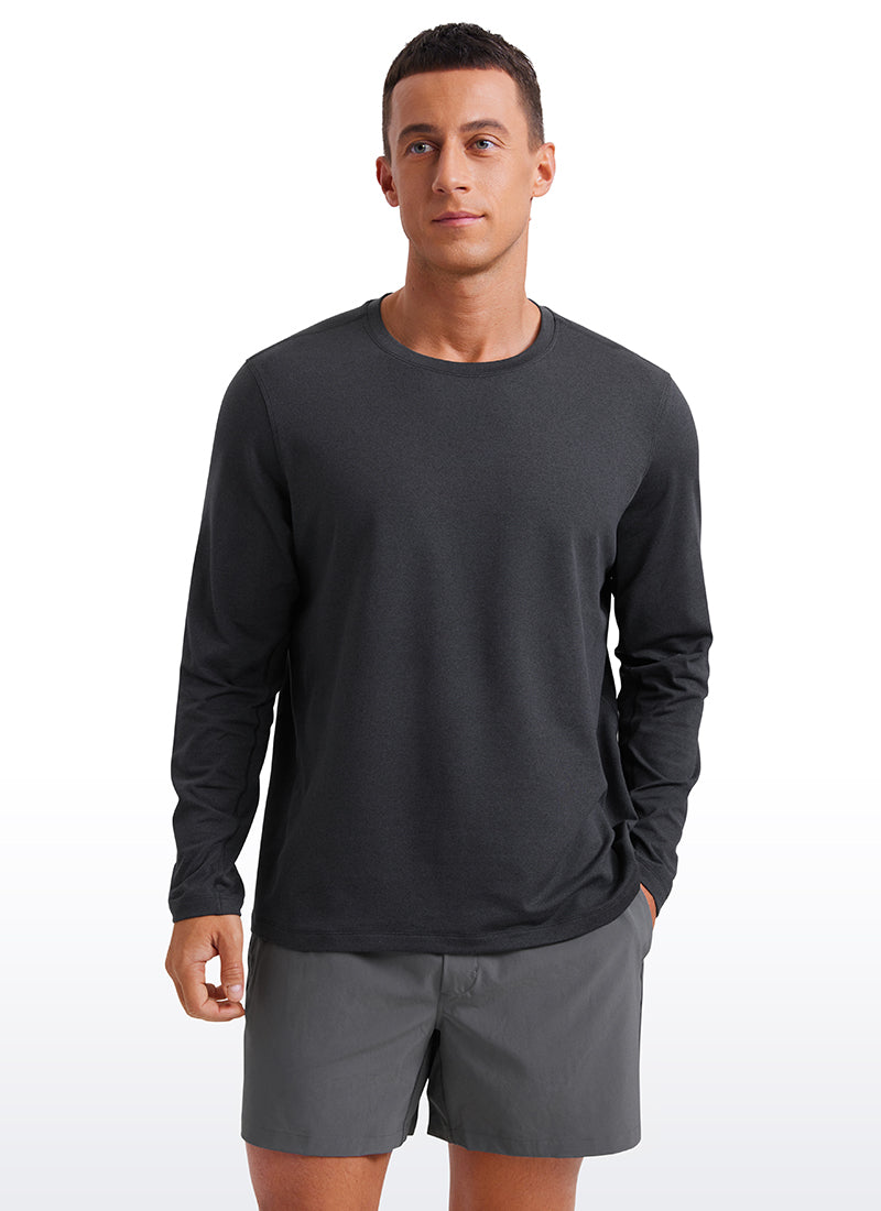 CRZ YOGA Men's Casual Classic Fit Crewneck Sweatshirts Long Sleeves Platinum Grey